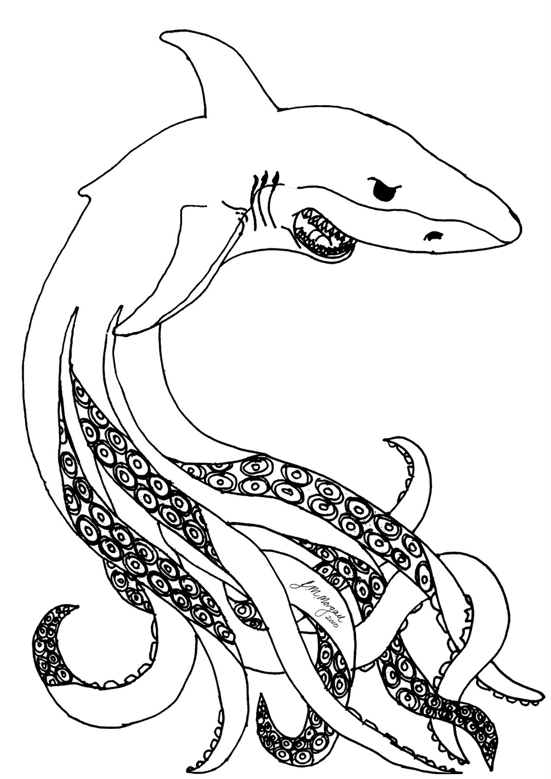 Shark Coloring Pages Sharktopus Sketch Coloring Page